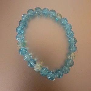 Blue and white beaded bracelet